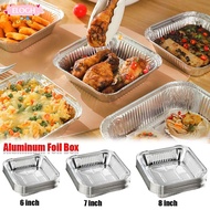 ELO11 10Pcs Food Tin Foil Tray, Reusable Non-stick Aluminum Foil Box, 6/7/8 Inch Oil-resistant Oven 