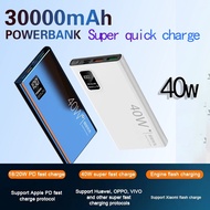ReadyStock 40W 30000mAh Power Bank Fast Charging With Built-in Cable Flash Charging Powerbank Qc3.0 