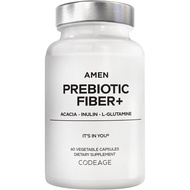 Amen Prebiotic Fiber Supplement - Organic Acacia & Chicory Inulin Fiber, L-Glutamine - Digestive Sup