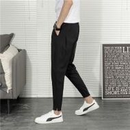 Pants Men Korean Slim Fit Tapered Pants Trendy Black Warrior 9/8 Length Casual Pants Urban Youth Har