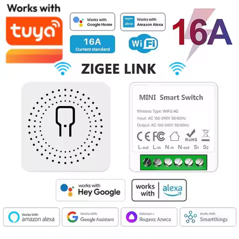 16A WiFi Smart Switch 2-Way DIY Light Switch Module Voice Control Tuya Smart Life Alexa Google Home 