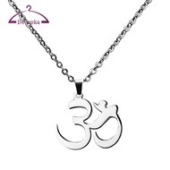 deevoka Silver Stainless Steel Pendant Necklace Aum Om Ohm Sanskrit Amulet Charms