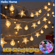 LED Solar Light Crystal Ball Star Light Battery Power Camping Fairy Strip Light Lamp Lampu Raya Ligh