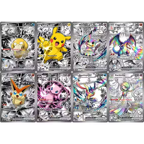 TCG Collection Cards Charizard Mimikyu Psyduck Victini DIY TCG Game Cards Shining Creativity Rare Ho