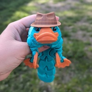 3D Printed Anime Figure Platypus Toy with Hat - Cute Flexible Joint Desk Decor Exchange Gift Idea