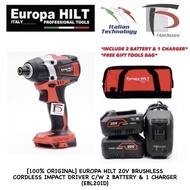 [100% ORIGINAL] EUROPA HILT 20V BRUSHLESS CORDLESS IMPACT DRIVER C/W 2 BATTERY & 1 CHARGER (EBL20ID)