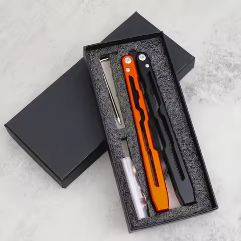 Portable Folding BALISONG Trainer, Aluminum alloy Pocket Practice Training Tool, No blade, practice 