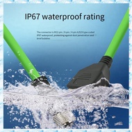 [R Q M U]  D Type RJ45 Industrial Line 4 Pin Male to RJ45 Female Extension Wire Shielded CAT6 Ethern