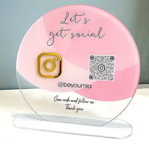 Scan QR Code Acrylic Business Sign Personalized Customization Social Media Plate Instagram Facebook 