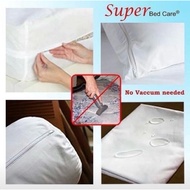 PUTIH Super Bedcare - Anti Mite Mattress Protector 90x200x18 Single Bed Ikea - White - zipper - Wate