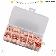 NAILSDECOR 250Pcs Terminal Copper Connector, Multiple Models Gold Copper Tube Connector, Copper Mate