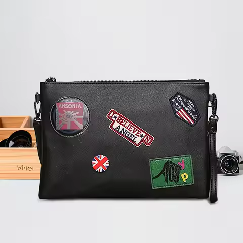 Men's PU Leather Envelope Handbags Clutch pochette uomo sacoches hommes sacoche homme man bag bag fo