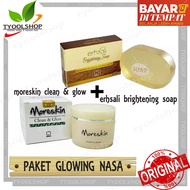 PAKET GLOWING - MORESKIN CLEAN AND GLOW + ERHSALI BRIGHTENING SOAP - Atasi Kulit Kering & Berminyak