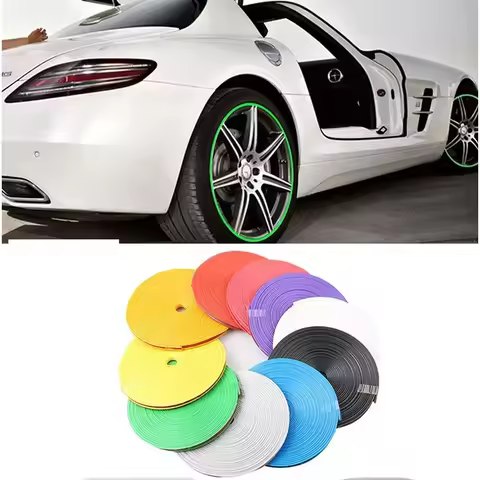 Car 4/8M Wheel Rim Sticker Wheel Decoration Auto Tire Rim Plated Strip Protection Decoration Car-sty