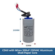 Motor Starting Capacitor CD60 75/100/250/300/350/500UF 450V 250V Non-Polar Capacitor Electronic Comp