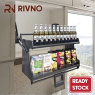 Rivno Aluminum Alloy Kitchen Basket Elevator Rack Hydraulic Pull Down Shelf Upper Kitchen Cabinet
