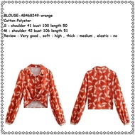 AB468249 Baju Atasan Kemeja Panjang Retro Wanita Korea Import Orange