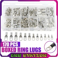 170Pcs / Box SC4-SC25 Battery Copper Cable Lugs Terminals Crimped Soldered Terminal Kit Ring Seal Wi