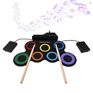 Electric Drum Set Portable Drum Pad Kit 7 Pads with Headphone Jack Pedals Drumsticks Holiday Birthda