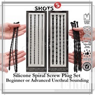 Shots Ouch Silicone Spiral Screw Penis Plug Set Beginner Urethral Sounding Black 30 cm 11.8 Inch