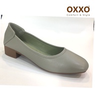 OXXO รองเท้าคัทชูส้นแบน รองเท้าแฟชั่น ทรงหัวมน ใส่เล่น ใส่ทำงาน หนังpuนุ่ม พี้นนิ่ม น้ำหนักเบา ใส่กระชับเท้า ใส่สบายX82091