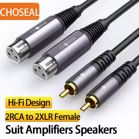 CHOSEAL 2XLR Female to 2RCA Male Cable HiFi Stereo Audio RCA to XLR Speaker Microphone Amplifier Mix