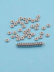 50 件不銹鋼扁圓珠散裝墊片適用於 DIY 珠寶配件項鍊手鍊