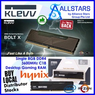 KLEVV Bolt X 8GB DDR4 3600MHz CL18 Gaming RAM (KD48GUA60-36A180T) (Warranty Ltd Lifetime with TechDynamic)