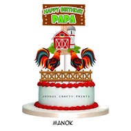 MANOK SABONG CAKE TOPPER WITH FREE NAME AND AGE OF CELEBRANT MESSAGE SELLER FOR THE NAME ANG AGE