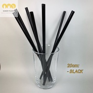 TAPAU -- 23cm Black Plastic Straw / Black Straight Straw / Drinking Straw [100pcs]