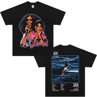 Black R&B Tee, SZA Album "SOS" Graphic, Double - Sided Print, Crew Neck, S - 5XL for Fans