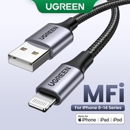 UGREEN MFI Lightning to USB Fast Charging Cable foriPhone 14 13 Pro Max iPhone 14 Plus iPhone 12 11 Pro Max 11 8 Xs Max XR 7 Mobile Phone Cable USB Charger Cord,Black/Silver-Intl