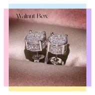 Full Diamond Square Earrings ins Niche Hip-Hop Simple Earrings Hip-Hop Punk High-End Unique Fashion 