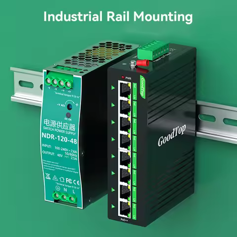 GoodTop 8 Port Industrial POE Switch Gigabit Unmanaged Switch with DIN Rail 120W Power Supply BT90W 