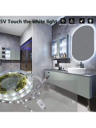 1-5米觸控式白光dc 5v 2835usb Led非防水,可剪裁,適用於化妝鏡裝飾、廚房照明、衣櫥、樓梯、鞋櫃、櫥櫃等地方