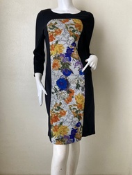 Vivienne Tam Power Net 拼接洋裝 膝蓋長度 長袖 A字裙 彈性 二手