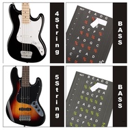 CUY 1 Sheet Bass Scale Label Stickers Bass Fret Stickers Musical Note Bass Decals