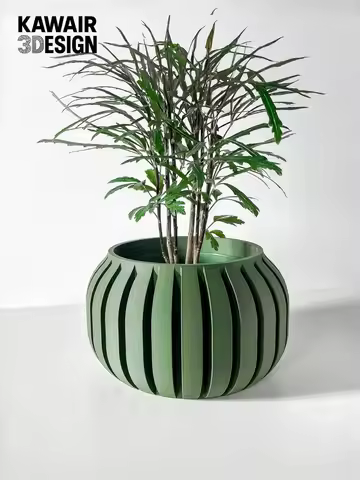 Biodegradable 3D Printed Flower Pot Rhombus Square Line Texture Creative Design for Home Decor plant