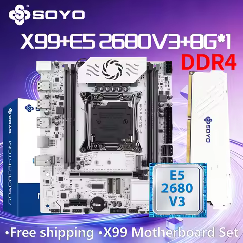 LGA2011-3 Gaming Motherboard SOYO X99 C612 E5 2680 V3CPU chip memoria ram 8G Intel Kit Xeon DDR4 PCI
