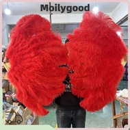 MOILYMY Handheld Fur Fan, 12 Bones Runway  Props Folding Fan, 30*52cm 35*60cm Big Red Ostrich Carniv