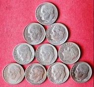 58美國美金早期各年代（羅斯福  火炬）ONE DIME錢幣（10枚合拍，保真，品相良好）。