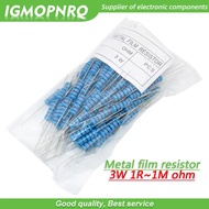 100pcs 3W Metal film resistor 1% 1R ~ 1M 1R 4.7R 10R 22R 33R 47R 1K 4.7K 10K 100K 1 4.7 10 22 33 47 
