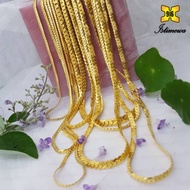 ISTIMEWA 916 Gold Necklace Rantai Leher Italy Snake Skin Kosong Emas 916