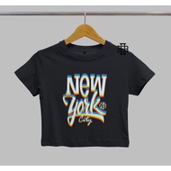 KS23 - NEW YORK MOTIF CROP TOP COTTON COMBED 24S