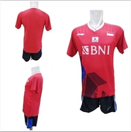 baju stelan badminton L156 BNI - STELAN JERSEY BADMINTON DEWASA - KAOS STELAN BADMINTON TERBARU
