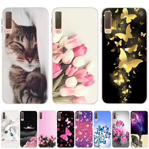 for Samsung A7 2018 Case Soft Silicone Back Cover Cute Cartoon Phone Case For Samsung Galaxy A7 A 7 