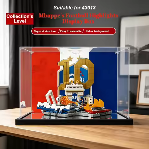 New 3mm Dustproof Display Box for lego 43013 Football Highlights Model Display Case Storage Box Orga