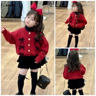 [Grace] (Ready Stock) Girls Winter Red Sweater Christmas Bow Jacket GRL456 #