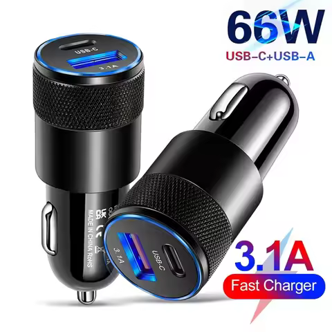 66W USB Car Charger Type C Fast Charging Phone Adapter For Xiaomi Huawei PD Phone Charger Car Adapte