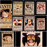 Set of 9 WANTED one piece WANTED photos with different peel-and-stick decals